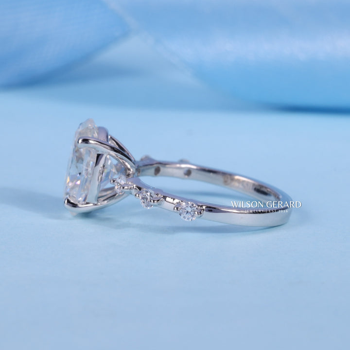 1.0CT Oval E/VS1 Lab Grown Diamond Petite Pave Engagement Ring