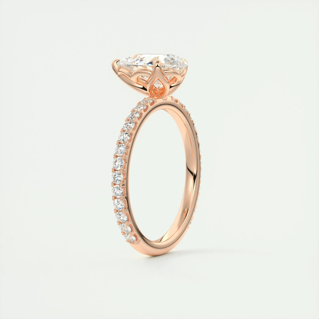 2ct Pear F- VS1 Diamond Pave Engagement Ring