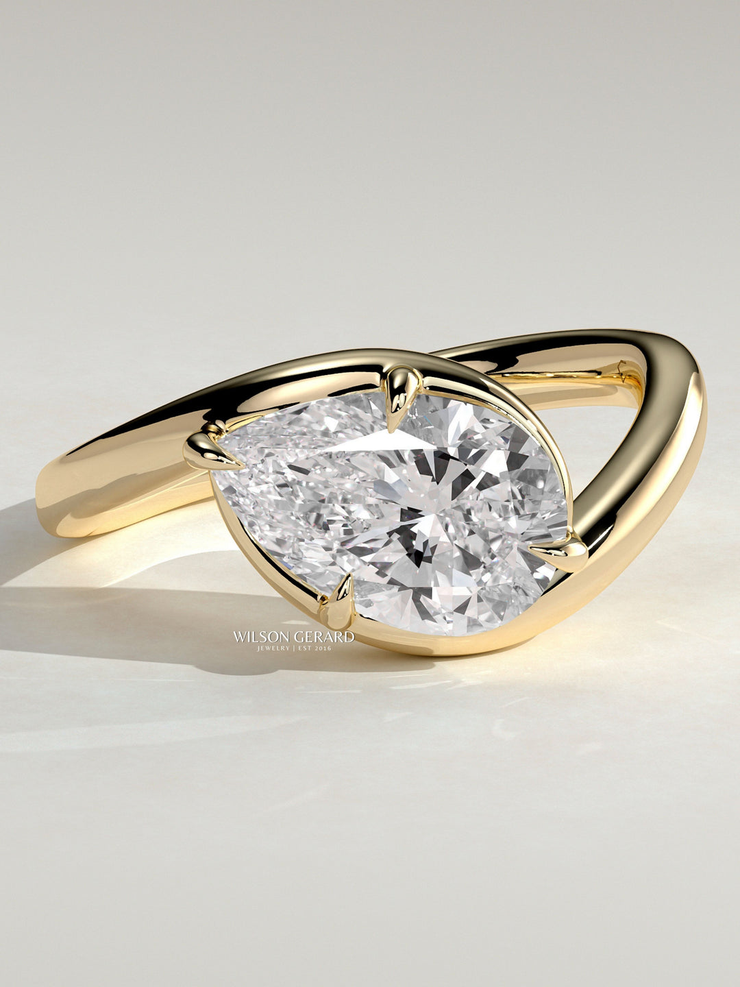 pear lab grown diamond engagement ring bypass