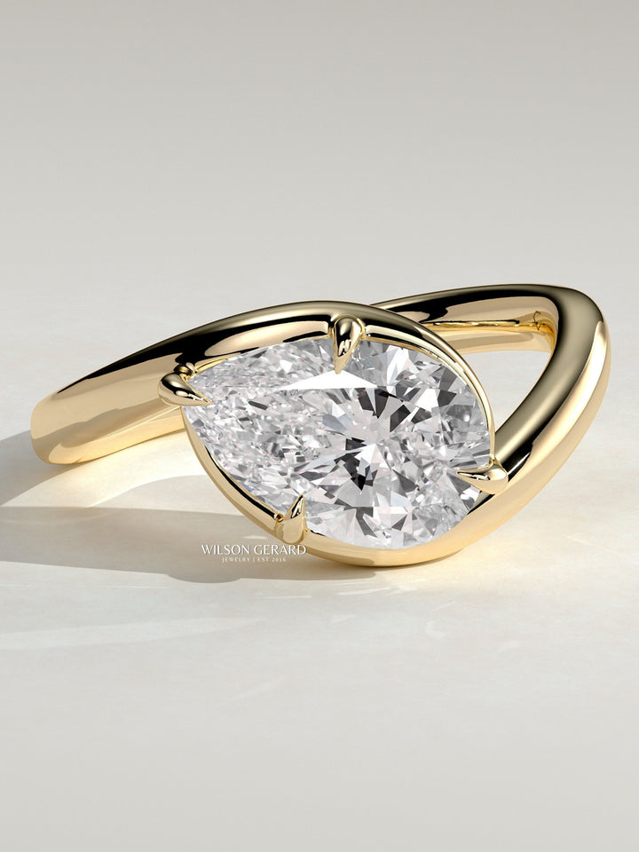 pear lab grown diamond engagement ring bypass
