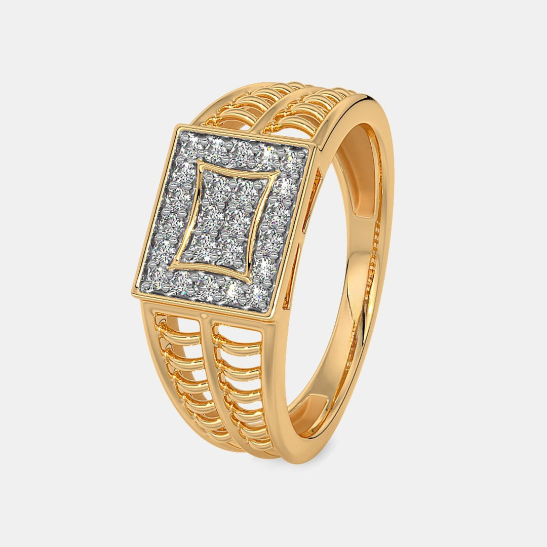 Round Lab Grown Diamond 14K Yellow Gold Men's Ring