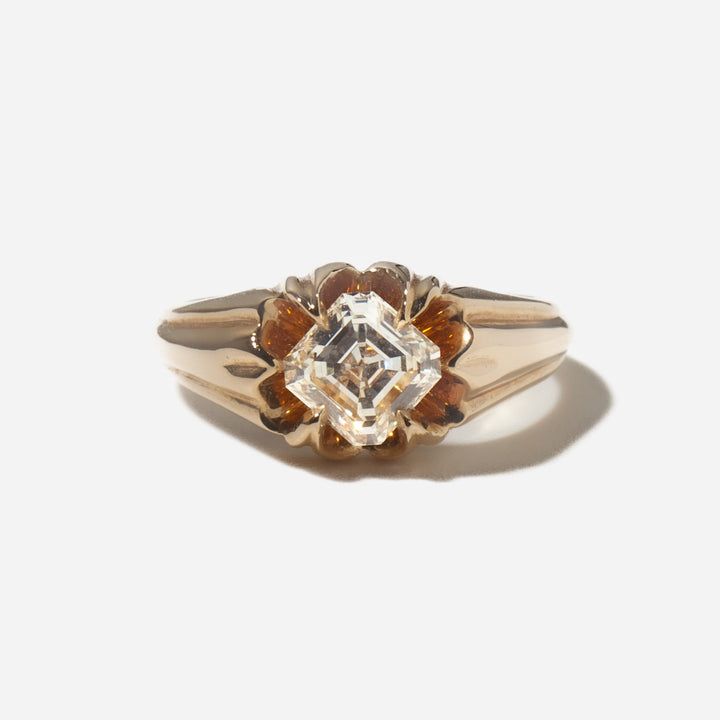 asscher cut lab grown diamond marguerite bezel engagement ring 1 carat