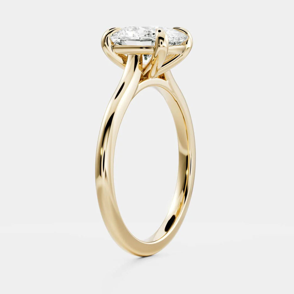1ct cushion IGI lab grown diamond cathedral engagement ring USA