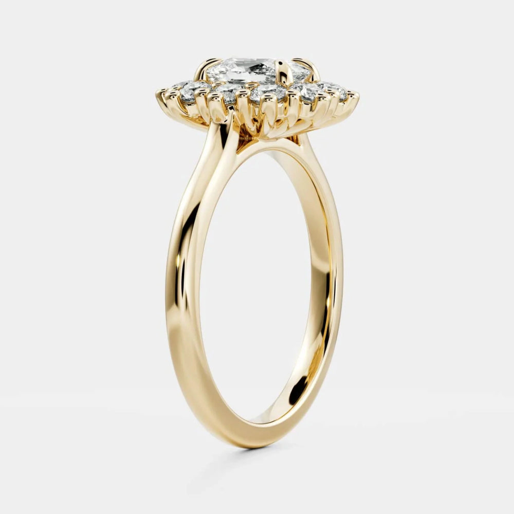 1ct elongated cushion IGI lab grown diamond halo cluster engagement ring USA