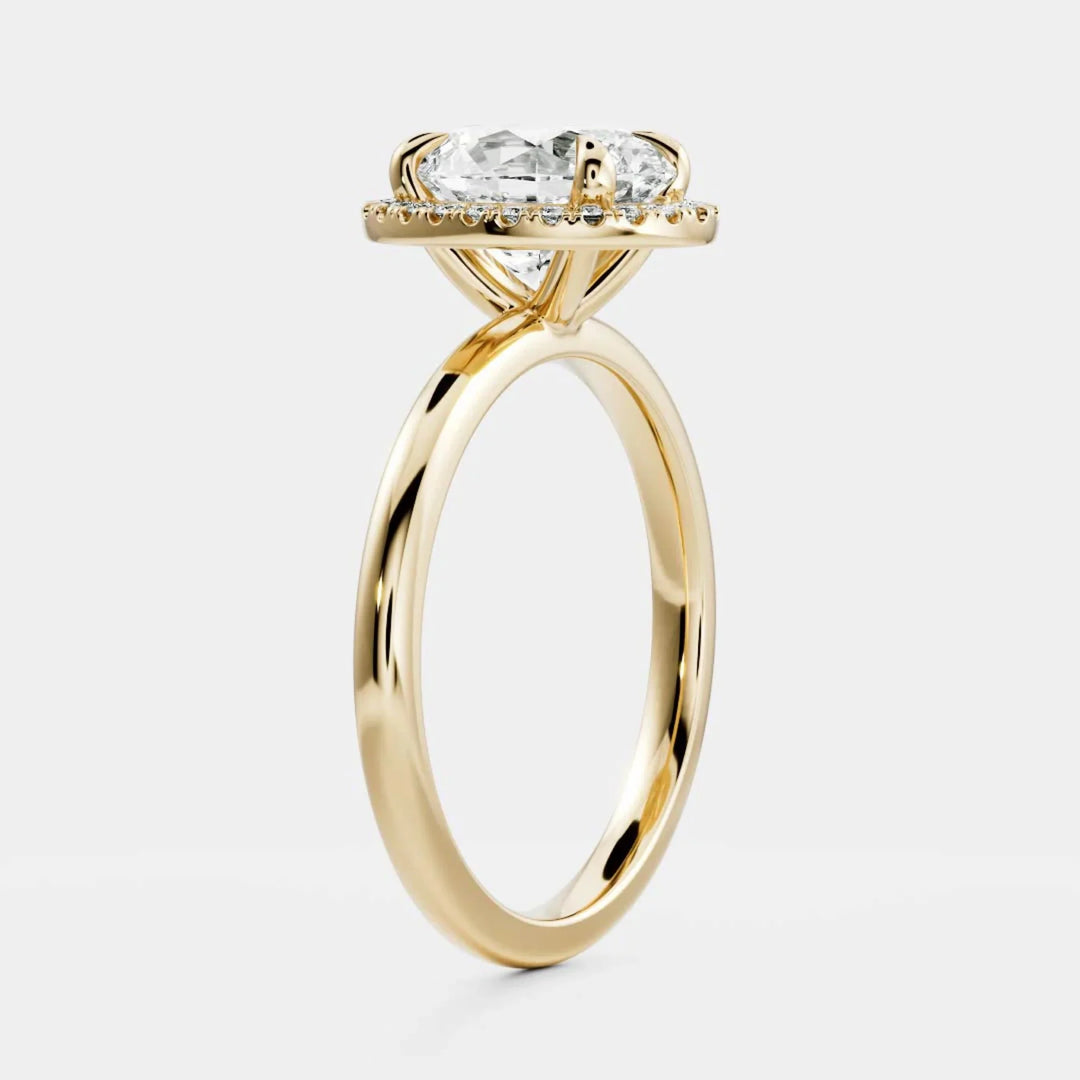 1ct oval IGI lab grown diamond halo engagement ring USA