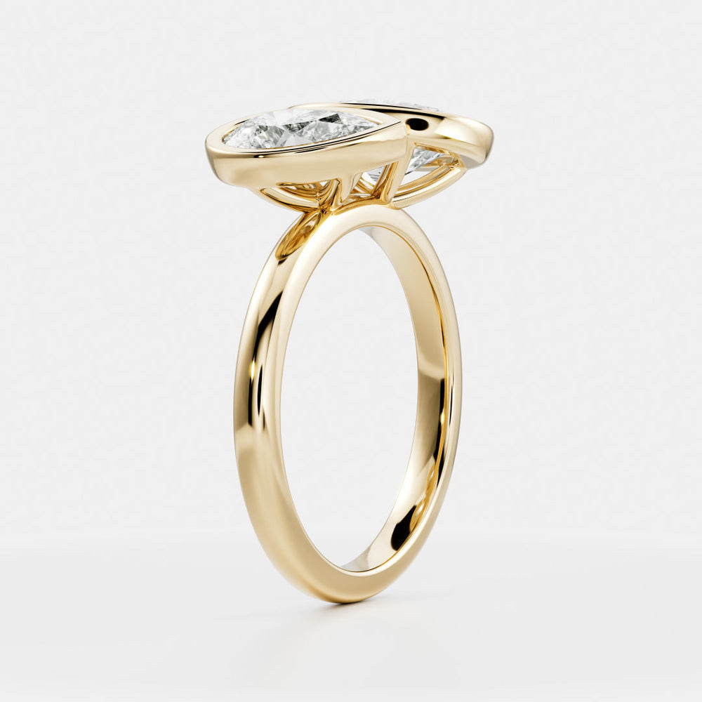 1ct oval pear toi et moi IGI lab grown diamond bezel ring USA