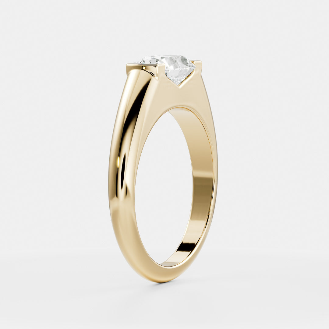 1ct oval half bezel IGI lab grown diamond signet engagement ring USA