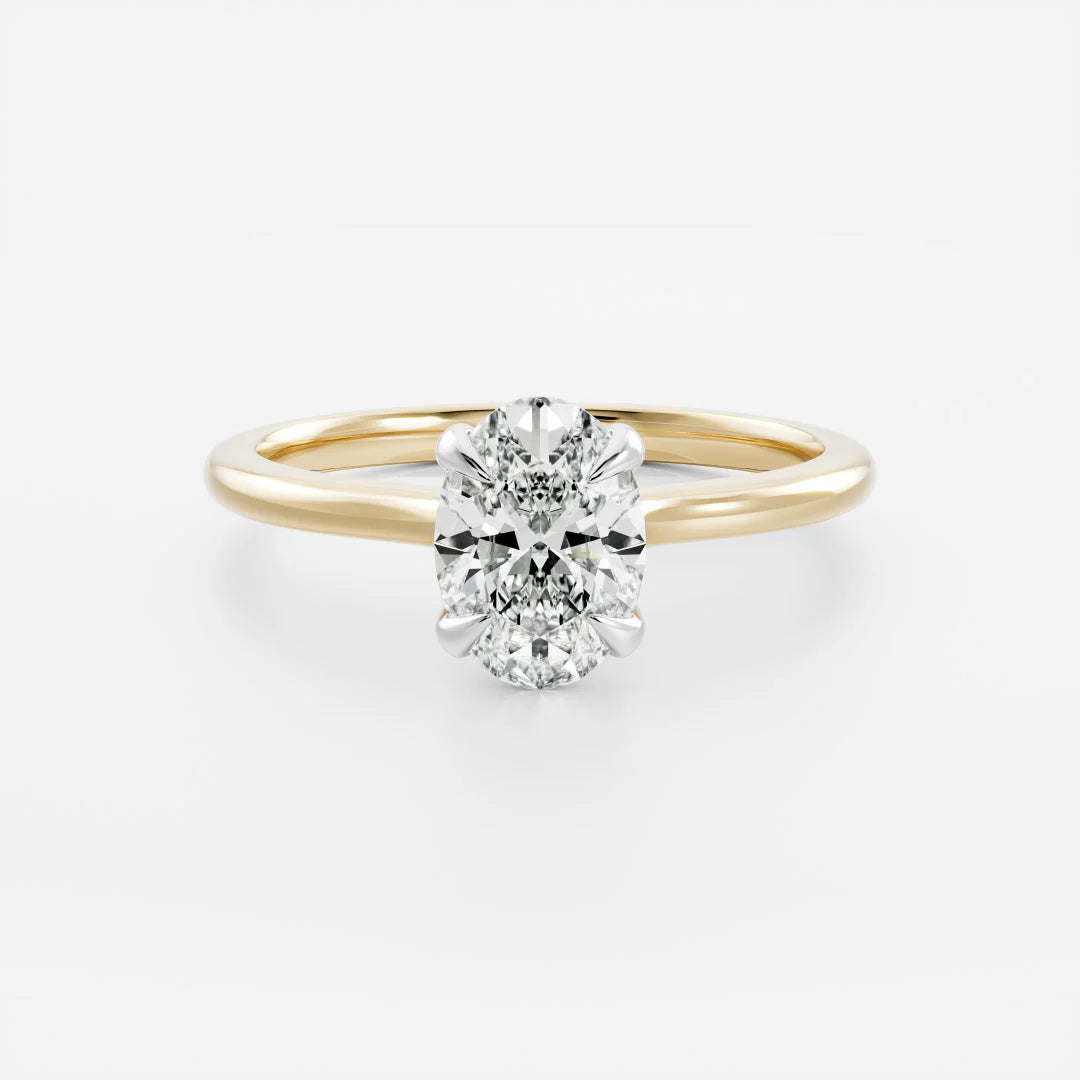 1ct oval IGI lab grown diamond cathedral engagement ring USA
