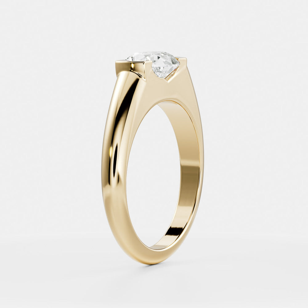1ct pear half bezel IGI lab grown diamond signet engagement ring USA