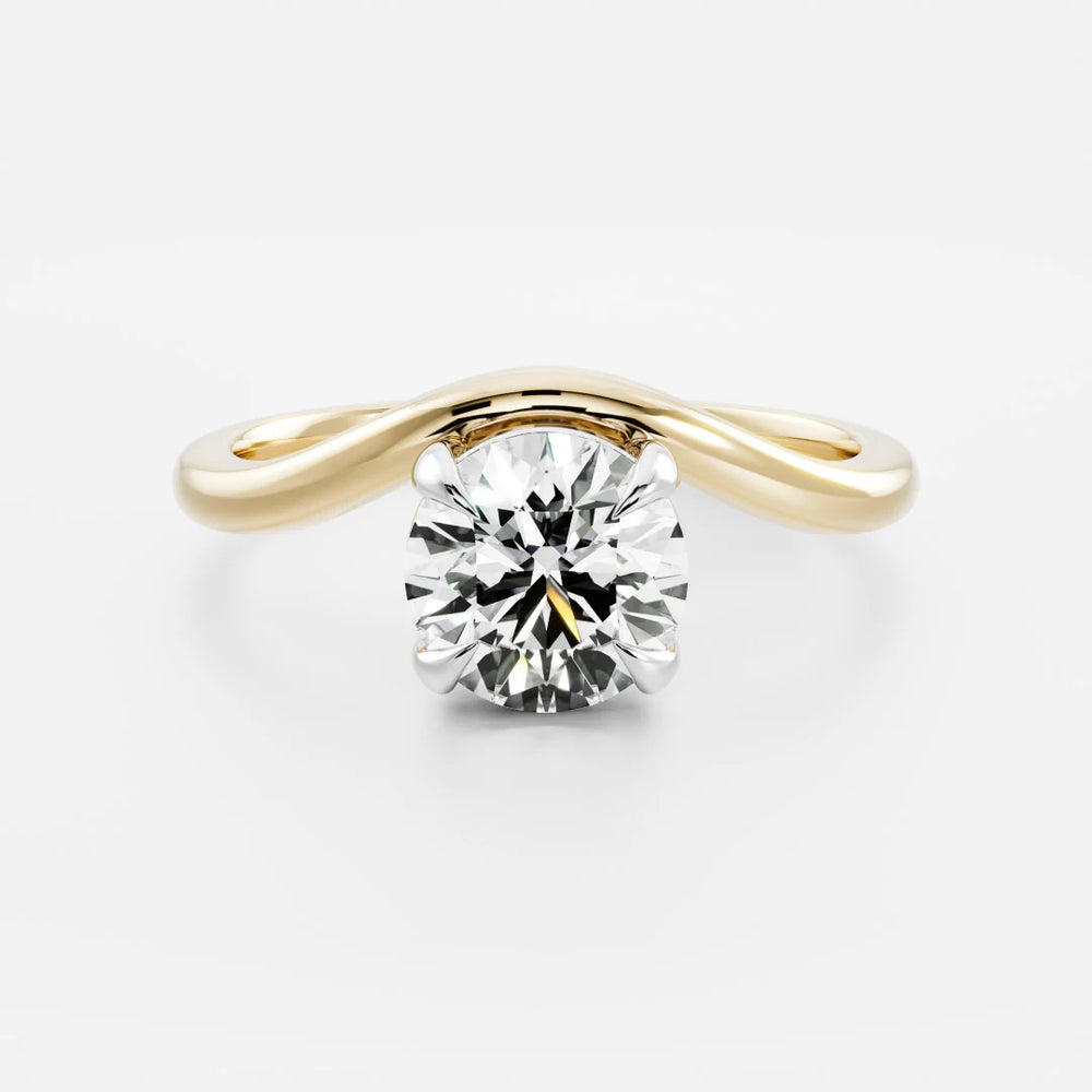 1ct round IGI lab grown diamond curved solitaire engagement ring USA