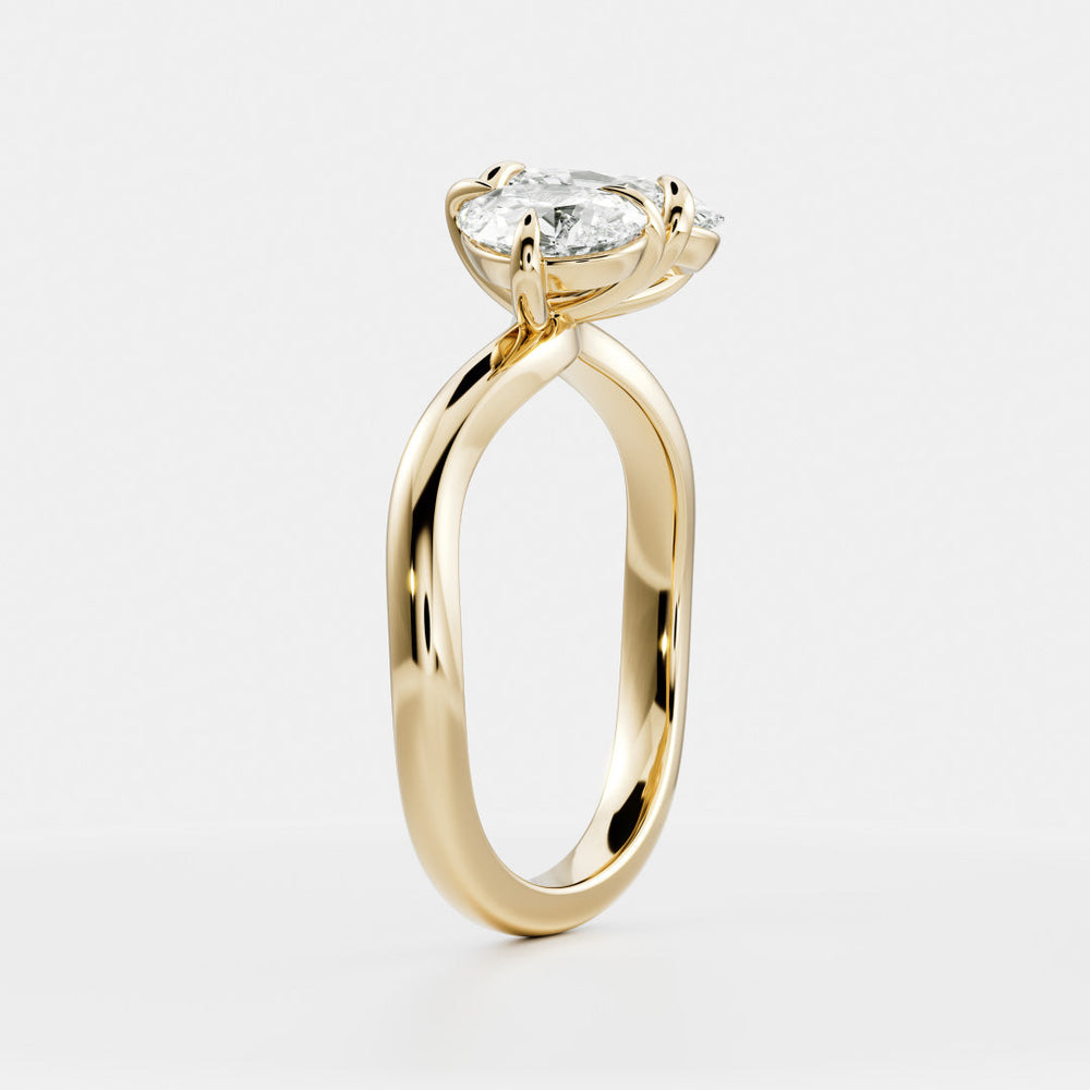 1 carat pear oval curved toi et moi engagement ring lab grown diamond IGI certified