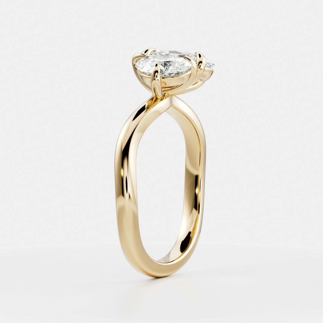 1 carat pear oval curved toi et moi engagement ring lab grown diamond IGI certified