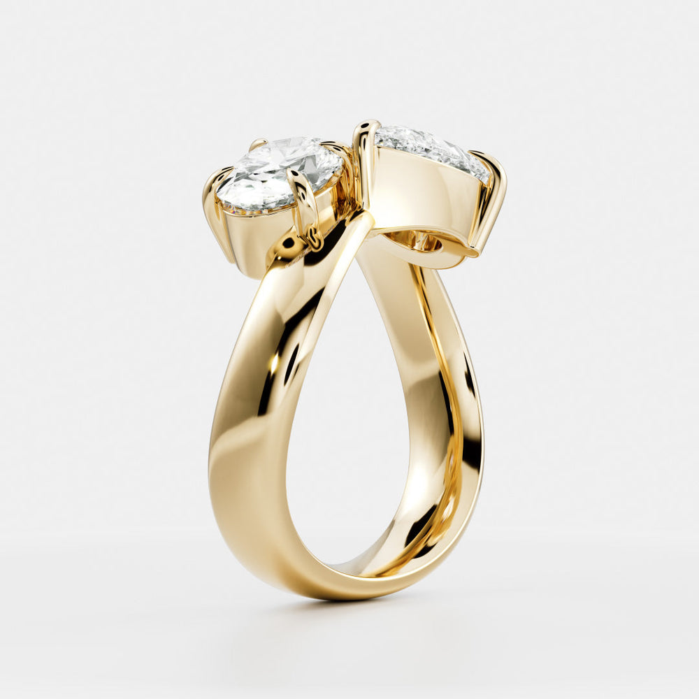 1 carat pear oval toi et moi engagement ring lab grown diamond IGI certified CVD