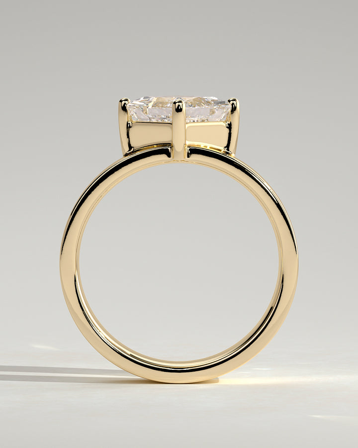 2.0ct Asscher Offset Setting Flat Cigar Band Engagement Ring