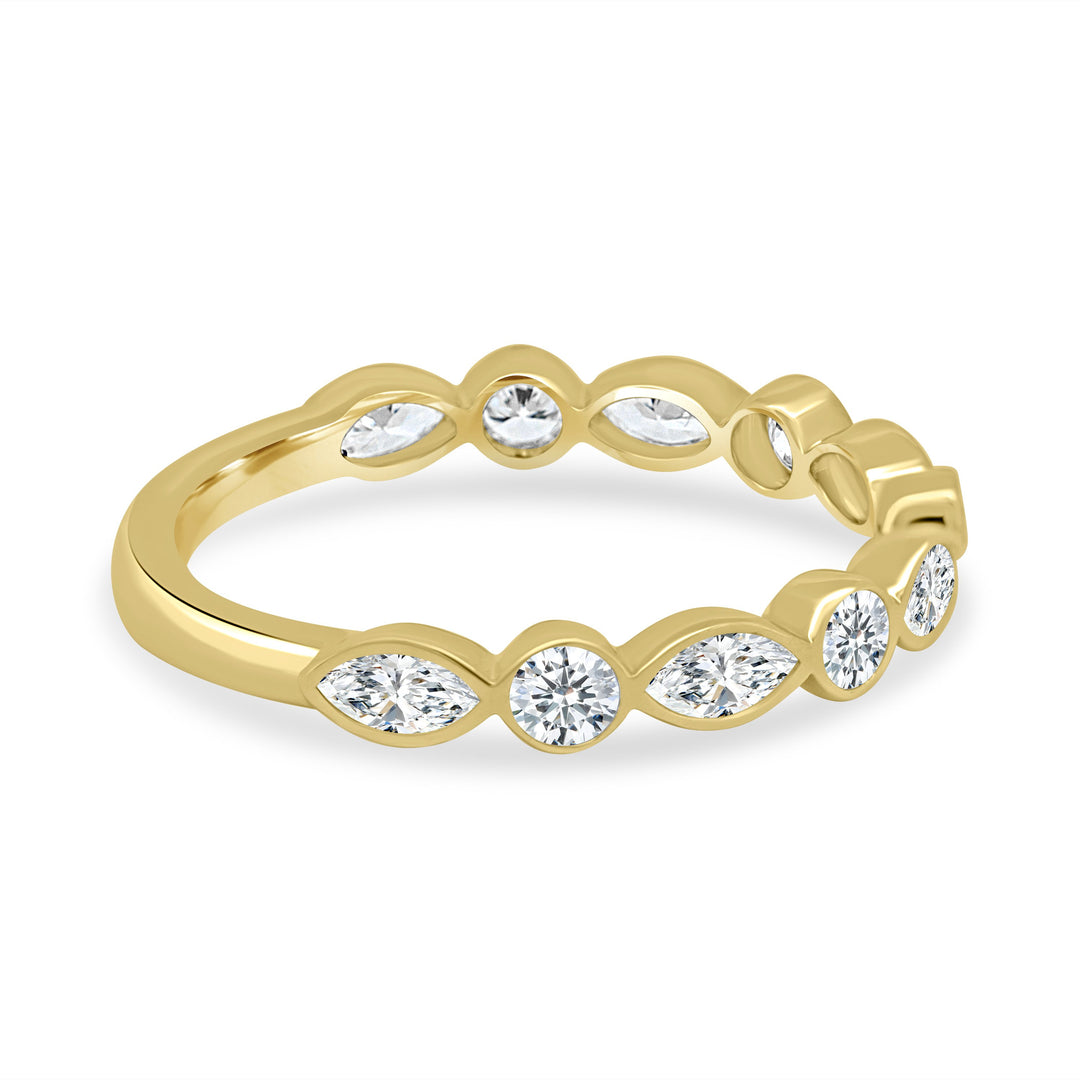 Round & Marquise Bezel Set Wedding Band