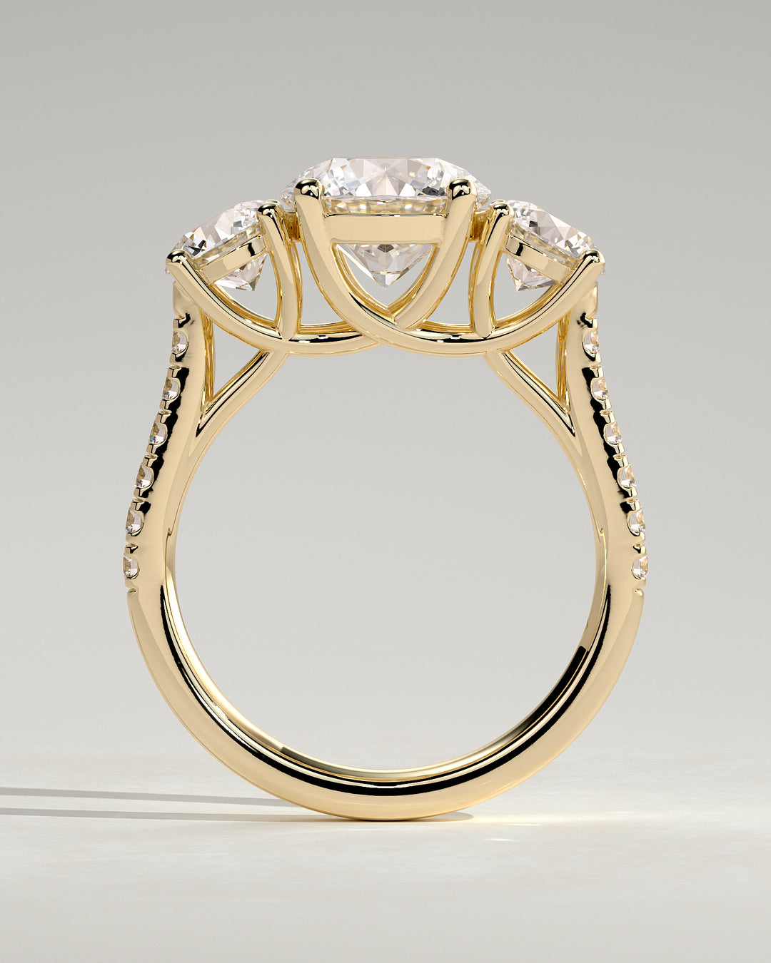 2.0CT 3 Stone Round Pave IGI Certified Lab Grown Diamond Engagement Ring