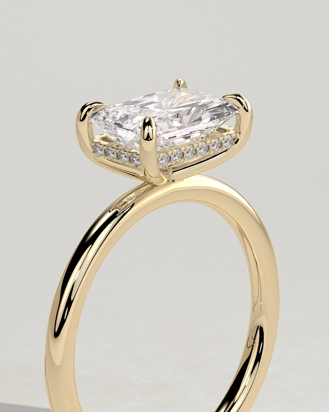 east west radiant engagement ring