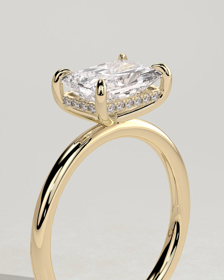 east west radiant engagement ring