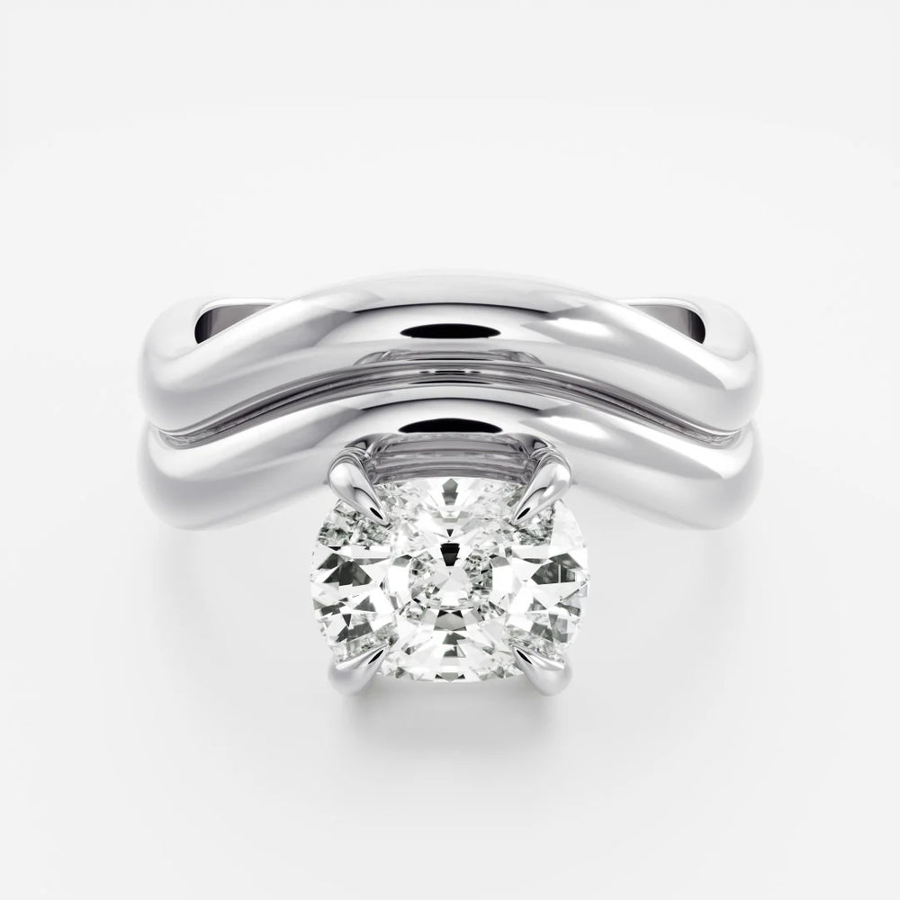 1 Carat Cushion Curve Light Double Solitaire Ring