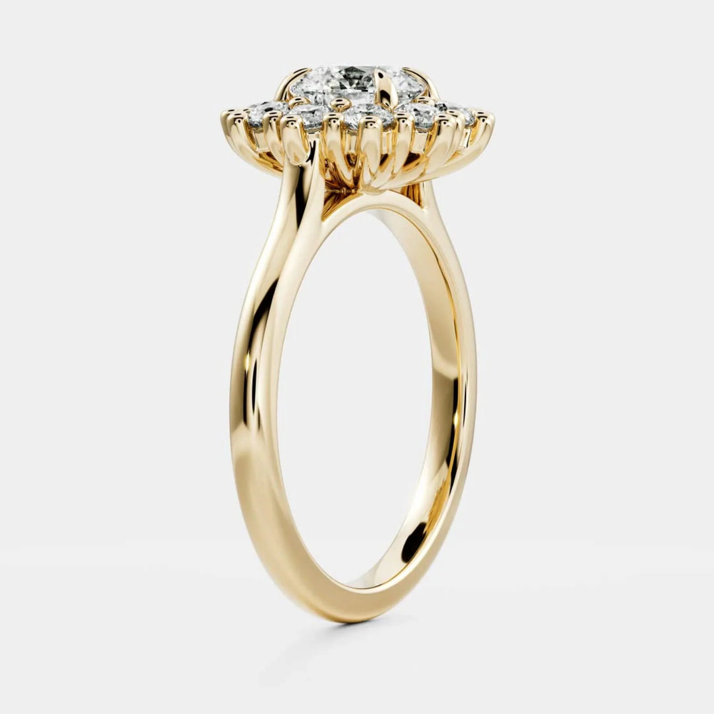 1ct round IGI lab grown diamond halo cluster engagement ring USA