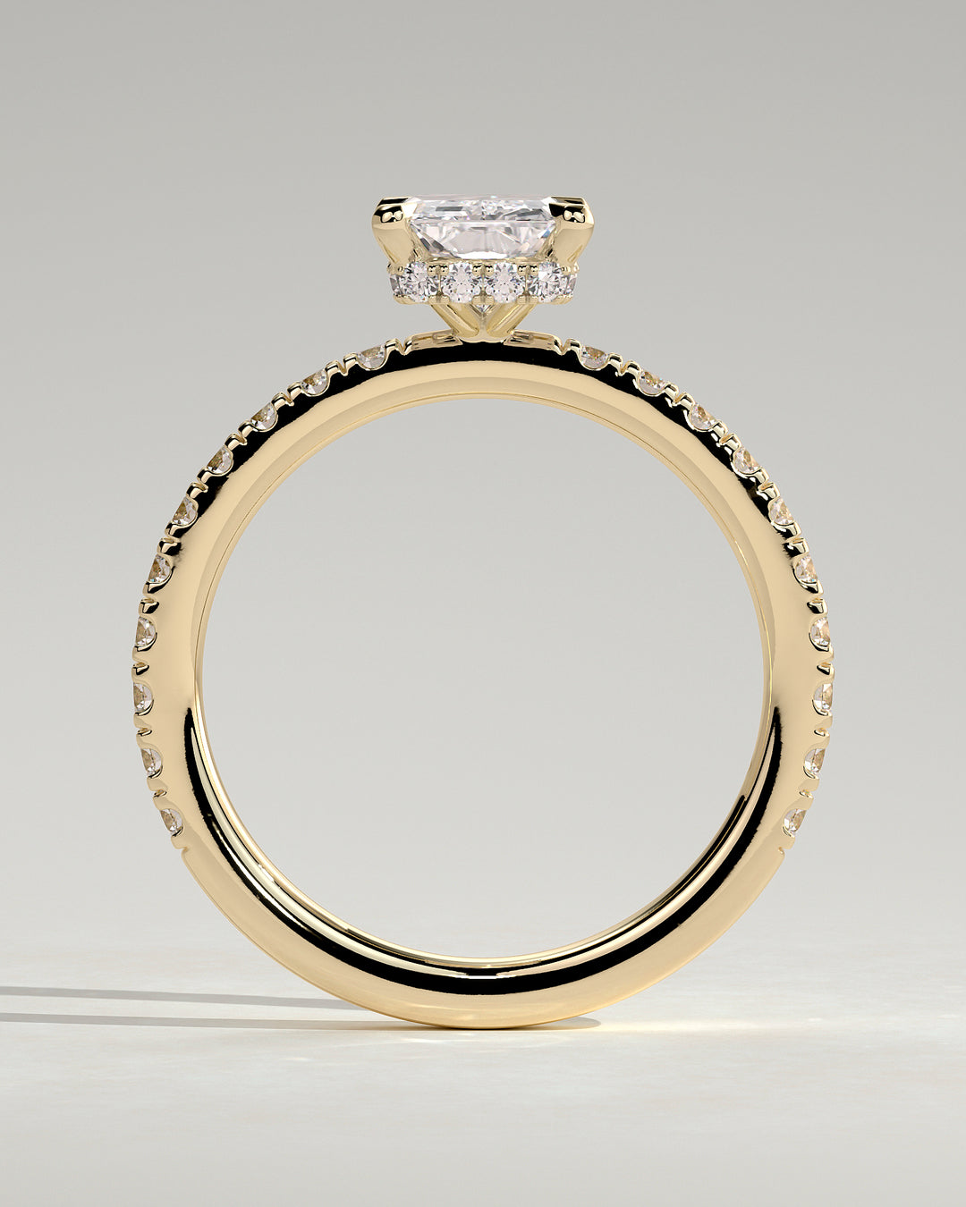 2.0ct Radiant Wrap Around Hidden Halo E/VS1 Pave Engagement Ring