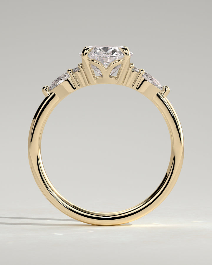 2.0CT Oval Solitaire Ring Pear Accents & Round Shoulder Stones – Lab Grown Engagement Ring