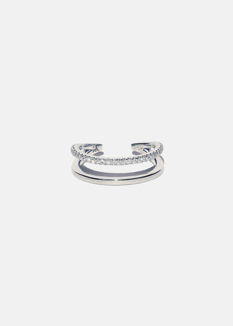 Round Pave Double Band Lab Grown Diamond Wedding Band