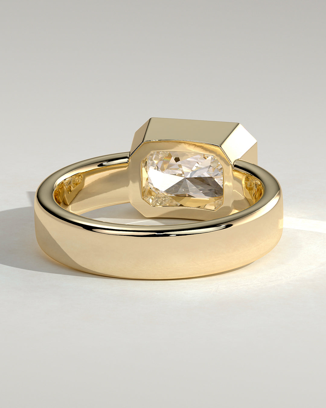 2.0ct  East West Radiant Bezel Set Diamond Solitaire Engagement Ring
