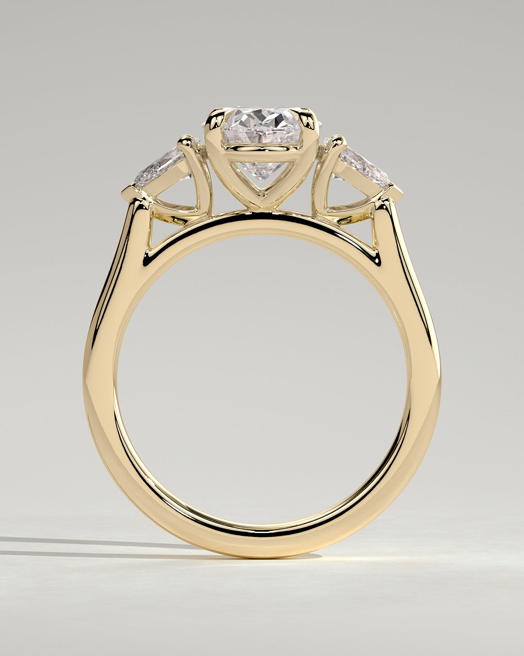 2CT Oval Trilogy IGI Certified Lab Grown Diamond Cathedral Setting Engagement Ring