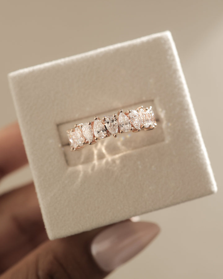 Pear Lab Grown Diamond Alternating Half Eternity Wedding Band