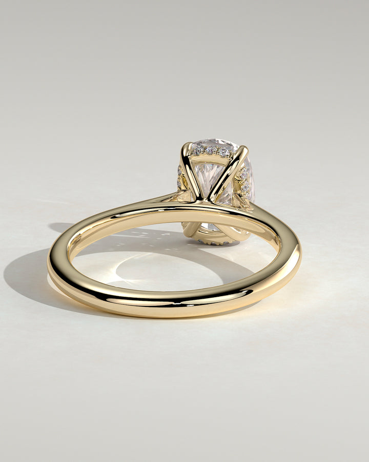 2CT Elongated Cushion Hidden Halo IGI Certified CVD Cathedral Set Engagement Ring