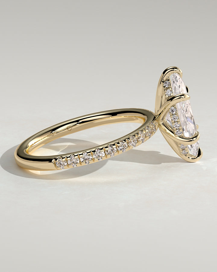 2.0ct Marquise Hidden Halo IGI Certified lab Grown Diamond Pave Engagement Ring