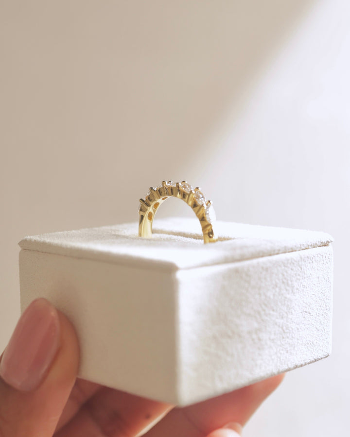 East West Marquise Half Eternity Wedding Band