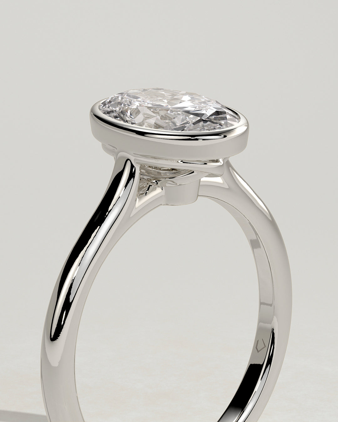 2.0ct Oval Bezel Solitaire F/VS2 Twisted Gallery Engagement Ring