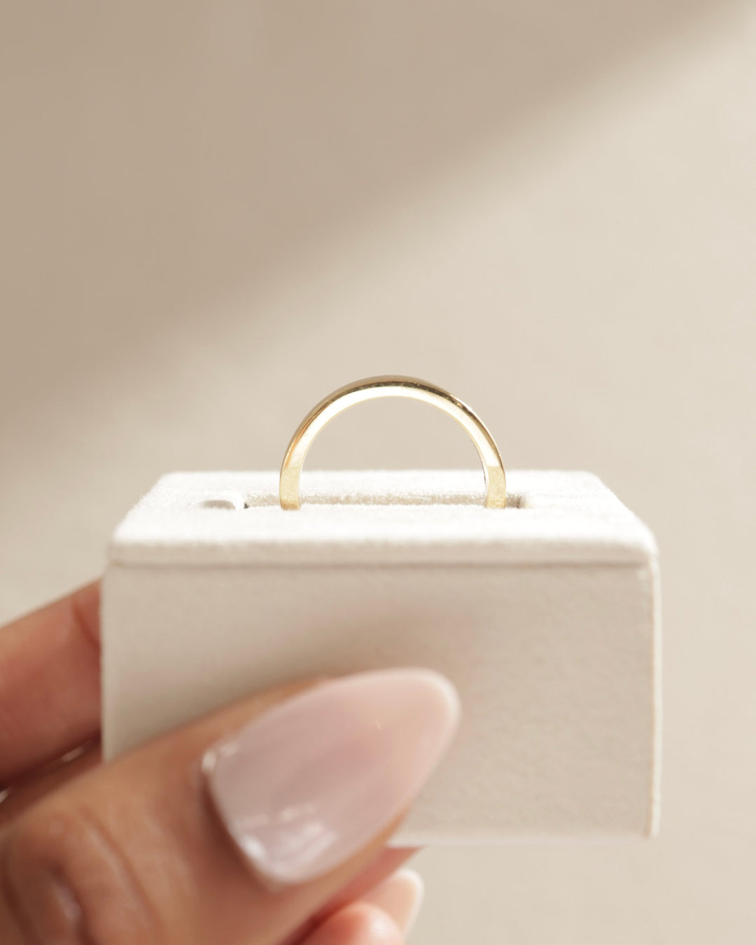 Flat Cigar Solid Gold Wedding Band For Your Ring Stack