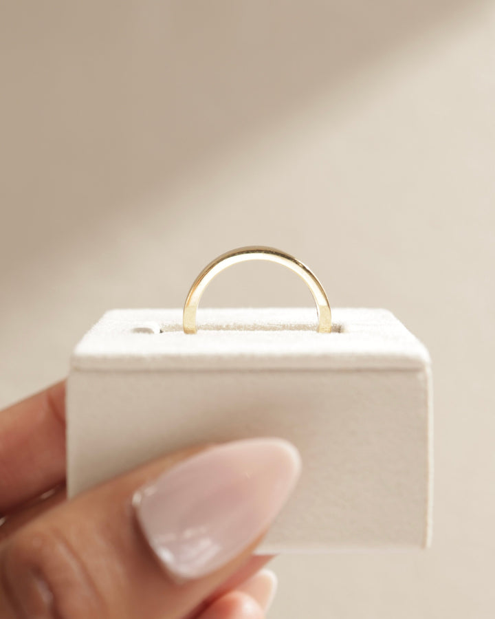 Flat Cigar Solid Gold Wedding Band For Your Ring Stack