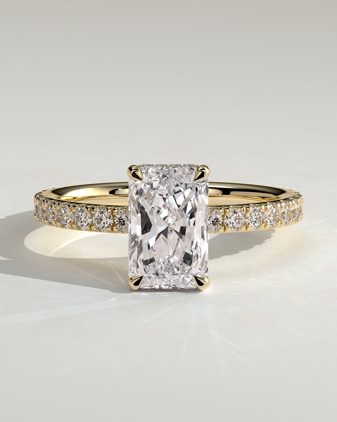 2ct Radiant Hidden Halo IGI Certified Lab Grown Diamond Pave Engagement Ring