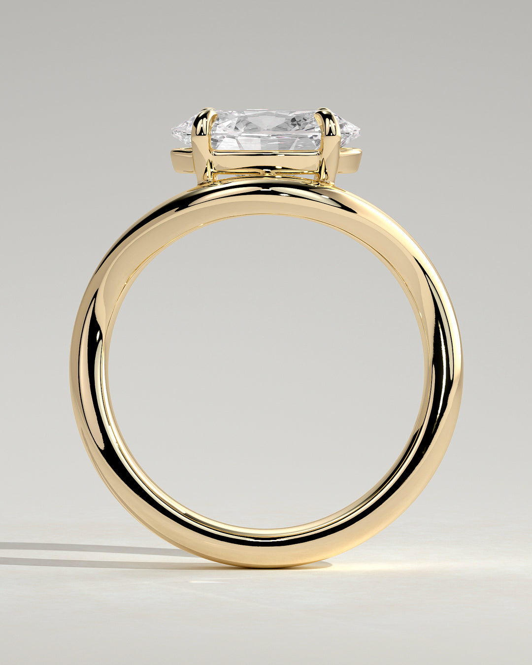 2.0ct East West Oval Solitaire E/VS2 Wave Band Engagement Ring