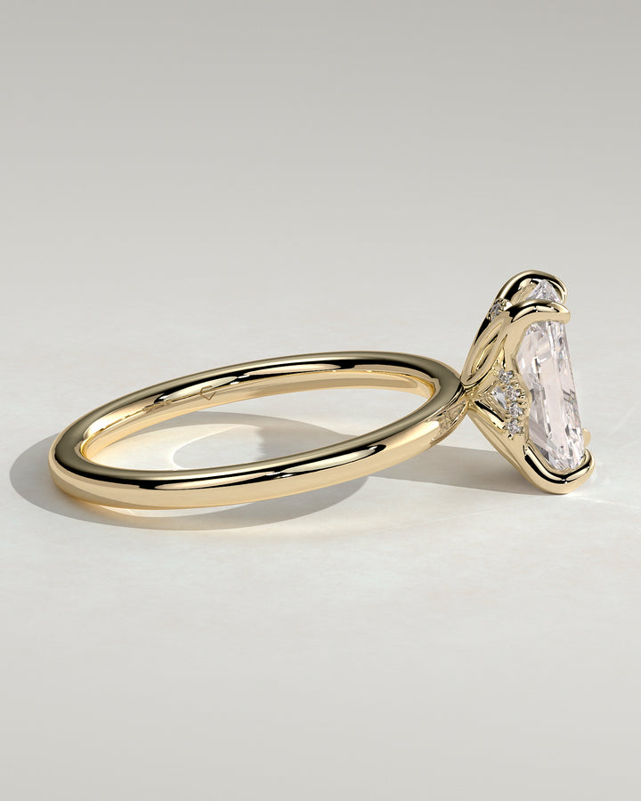 2.0ct Radiant  Solitaire Petal Gallery & Accented Tiara Engagement Ring
