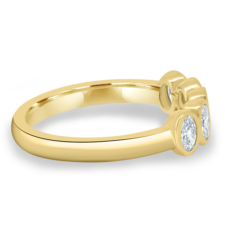 Oval E/VS2 Bezel Set Half Eternity Wedding Band