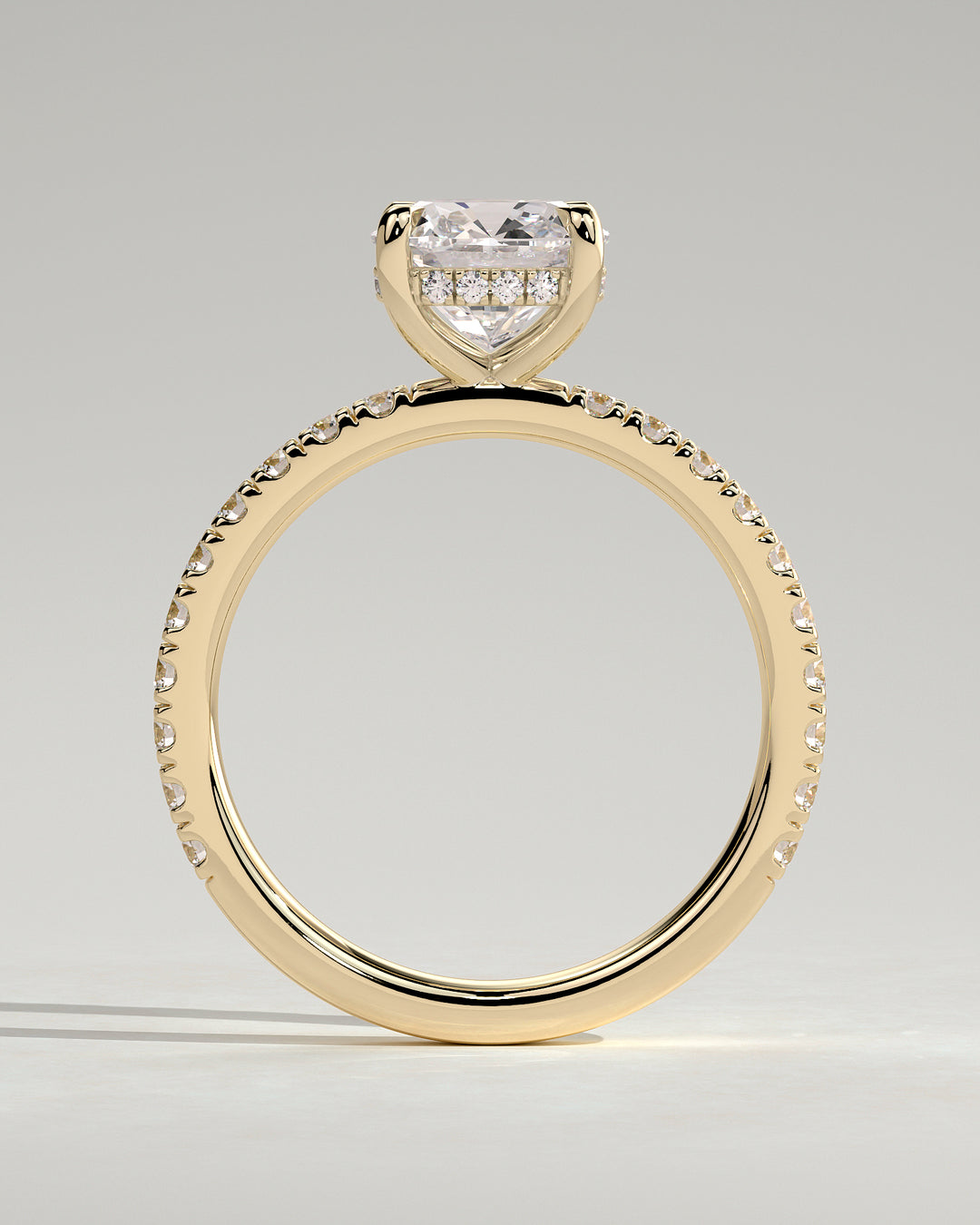2ct Cushion Hidden Halo IGI Certified Lab Grown Diamond Pave Engagement Ring