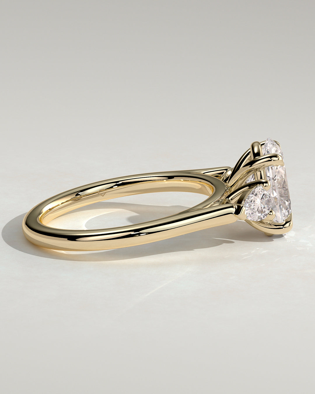 2CT Oval Trilogy IGI Certified Lab Grown Diamond Cathedral Setting Engagement Ring