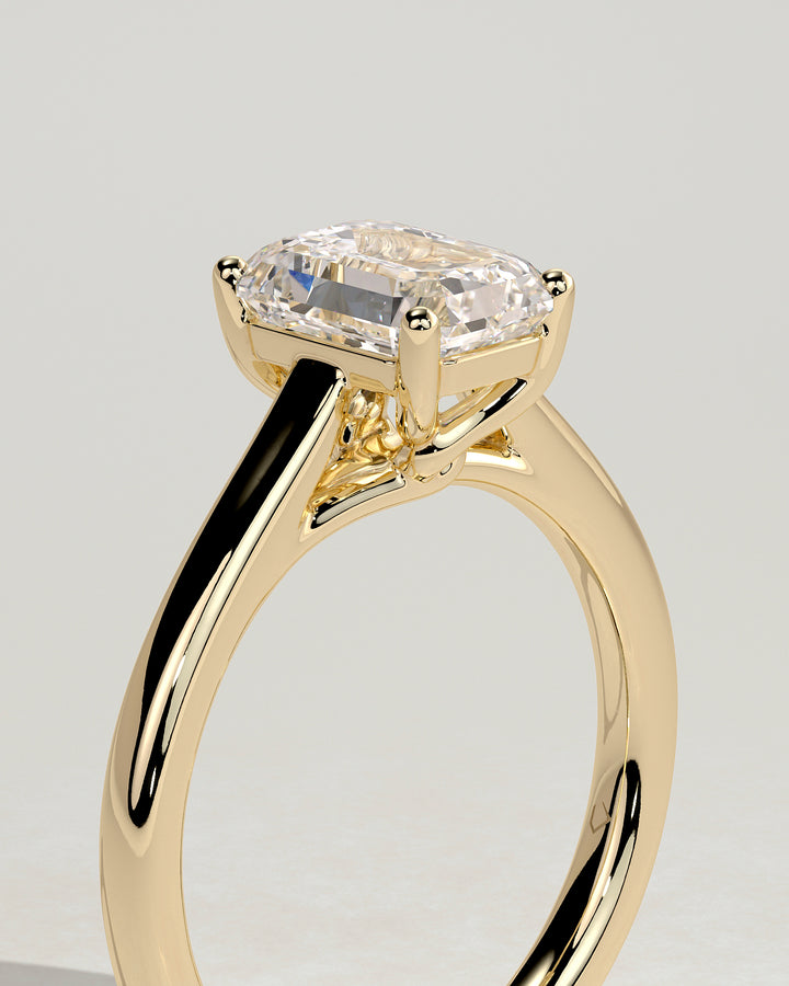 2.0ct Emerald Cut Solitaire Spiral Gallery & Cathedral Setting Engagement Ring