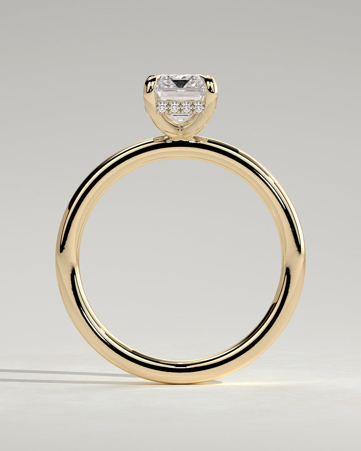1.0ct Emerald Cut Hidden Halo Solitaire Engagement Ring