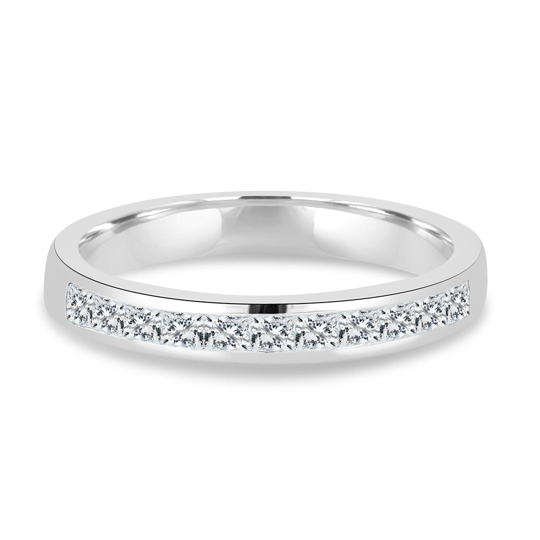 Princess Cut Lab Grown Diamond Channel Set Wedding Band