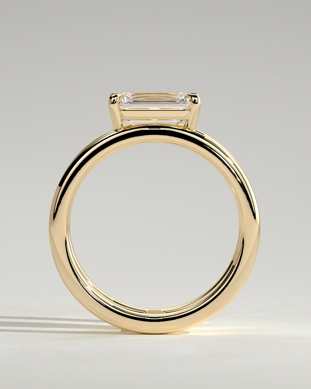 2.0ct East West Emerald Cut Solitaire Double Band Engagement Ring