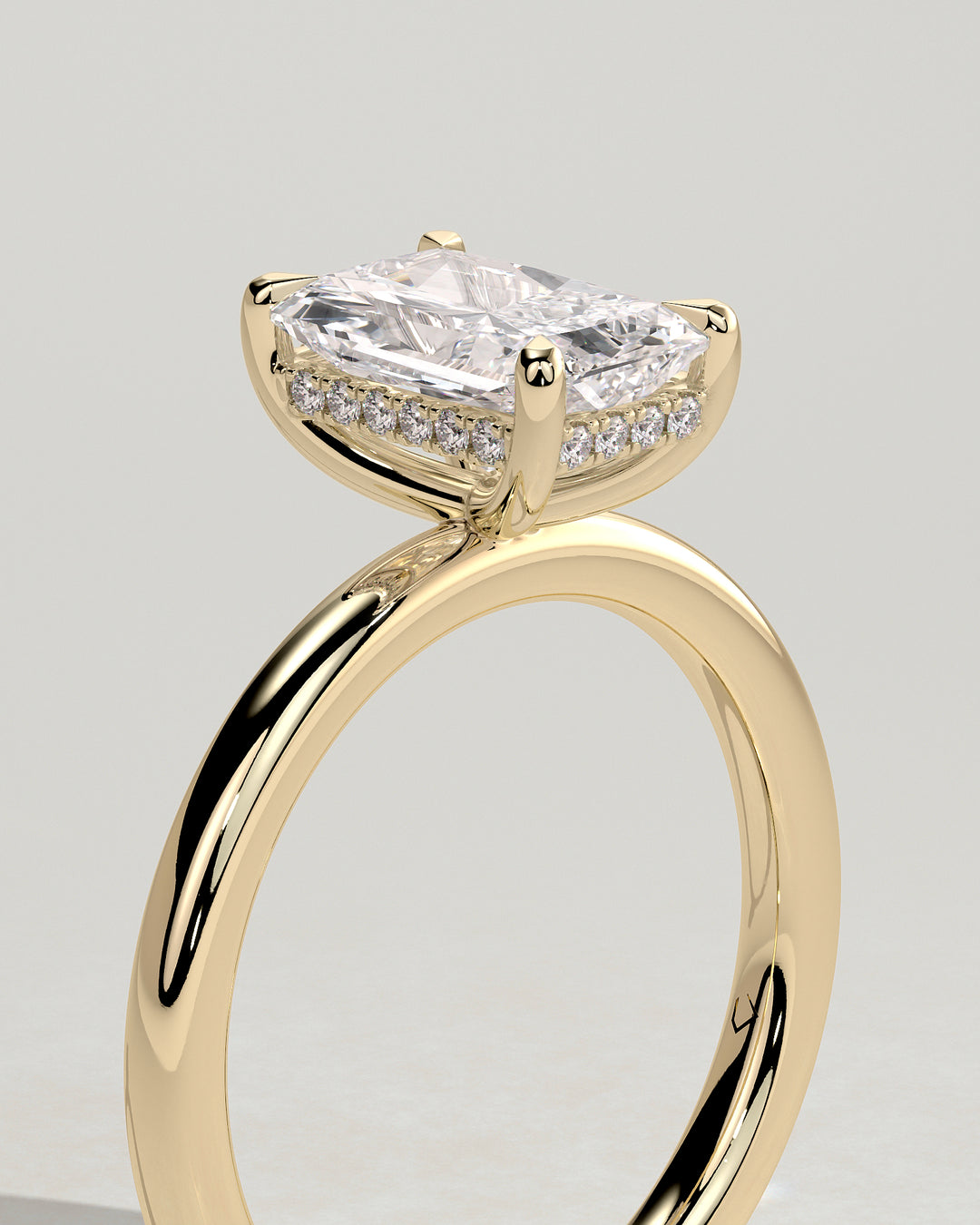 2CT Radiant  Hidden Halo Lab Grown Diamond Solitaire Engagement Ring