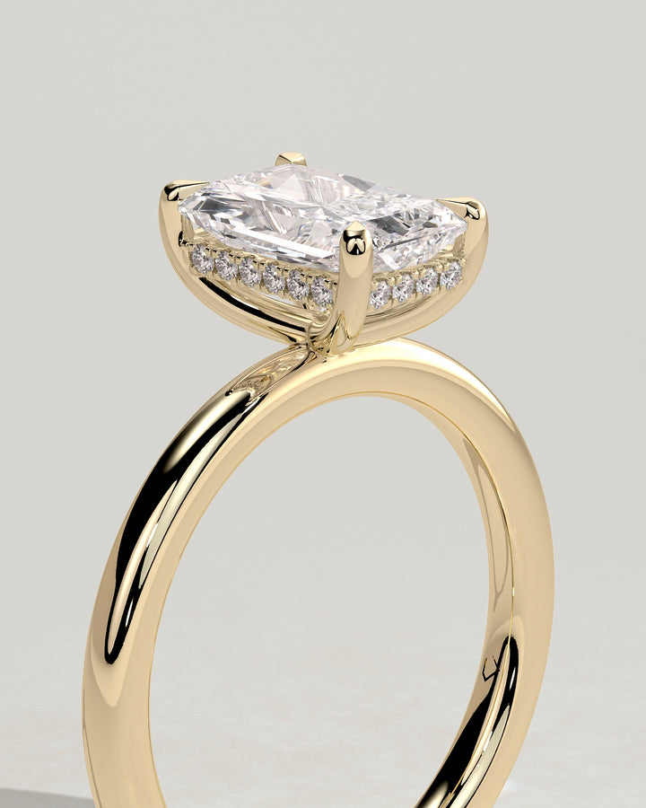 2CT Radiant  Hidden Halo Lab Grown Diamond Solitaire Engagement Ring