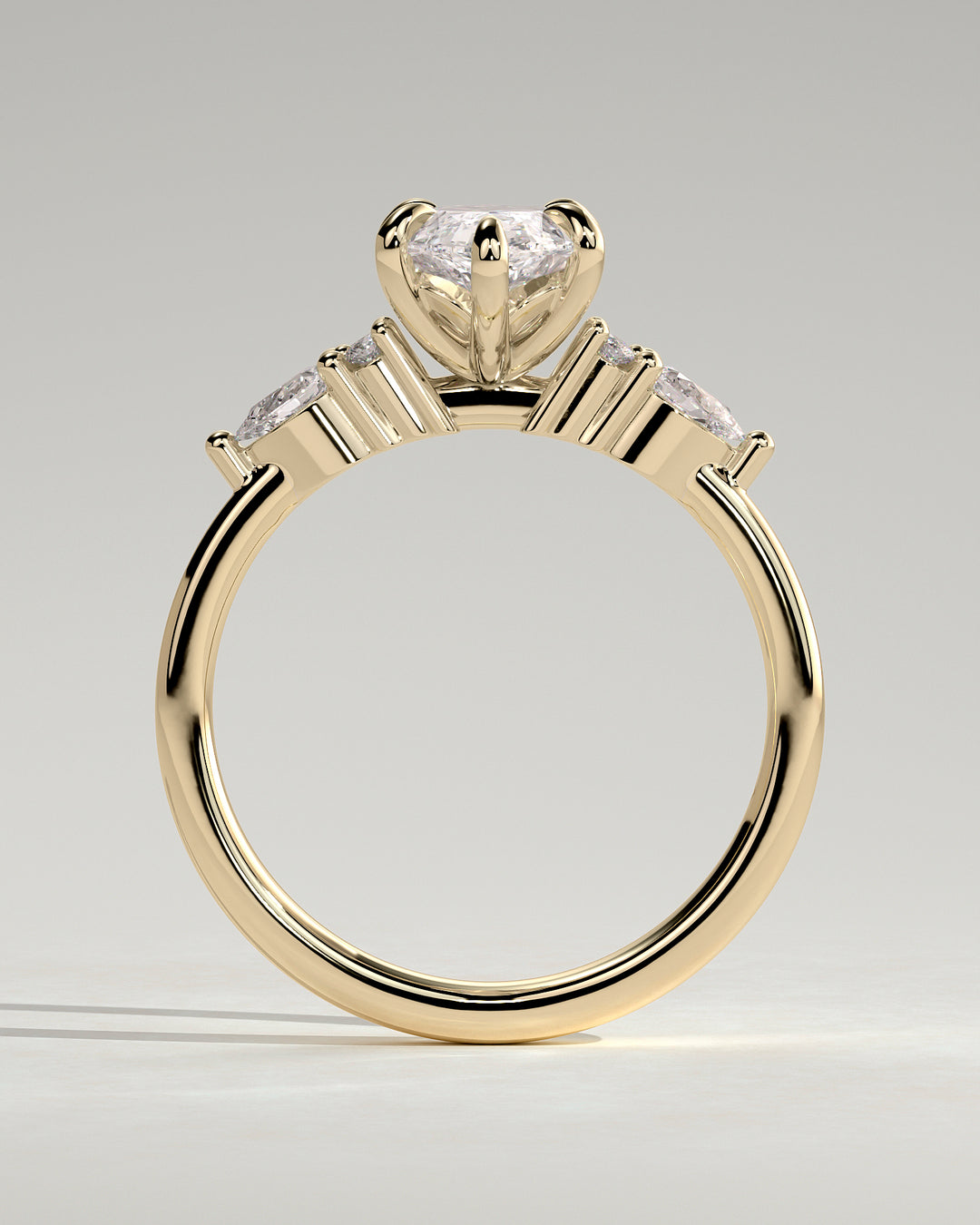 2CT Marquise Lab Grown Diamond Pear & Round Shoulder Stones Engagement Ring