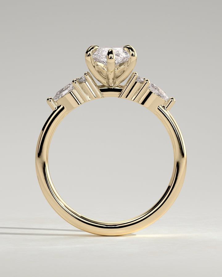 2CT Marquise Lab Grown Diamond Pear & Round Shoulder Stones Engagement Ring